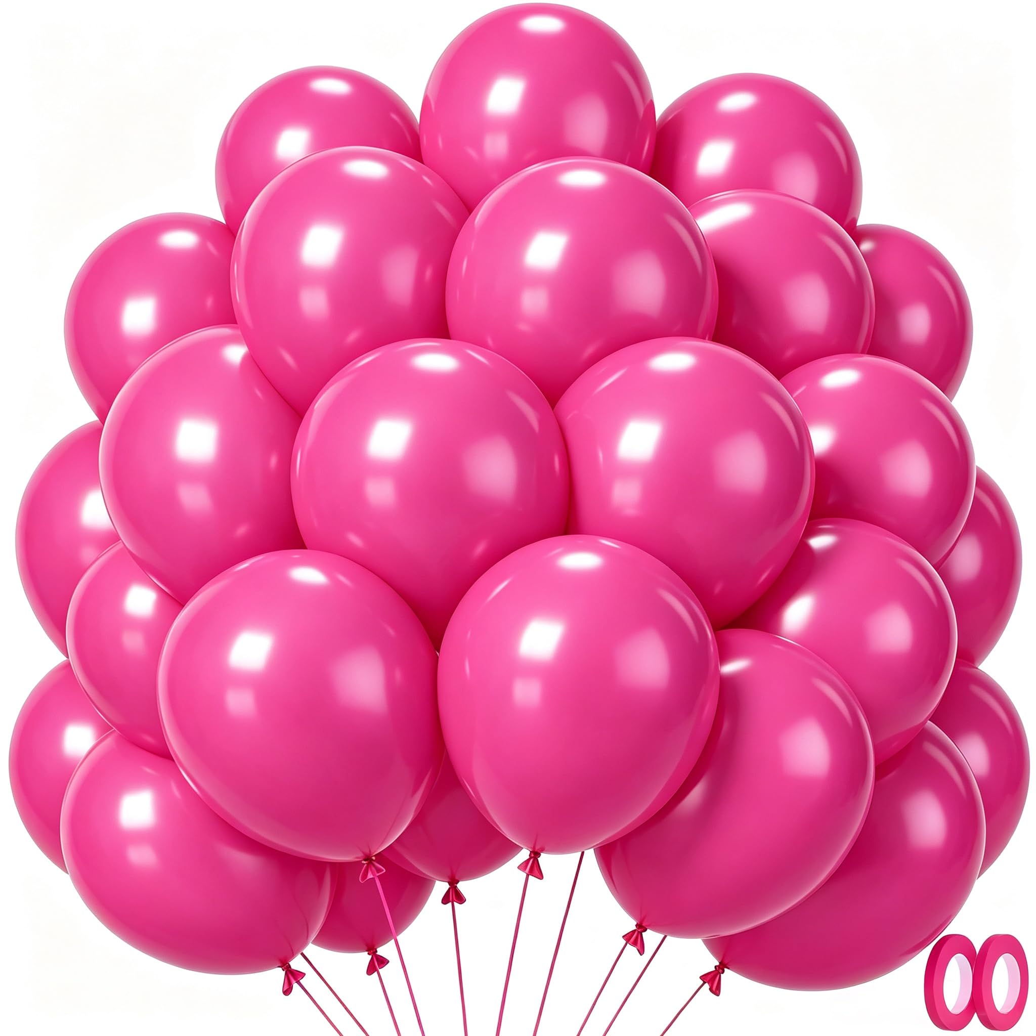 Hot Pink Balloons 100 Pack, Latex Helium Valentine's Day Birthday Balloons — image 1
