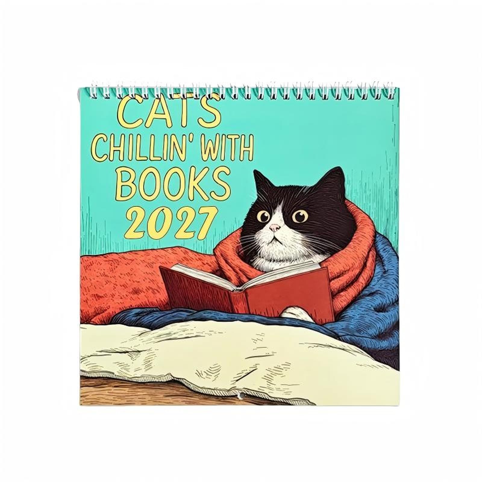 2027 Calendar Drunk Cats,Funny Cats Wall Calendar with 12 Hilarious Scenes (Mint Green, One Size)
