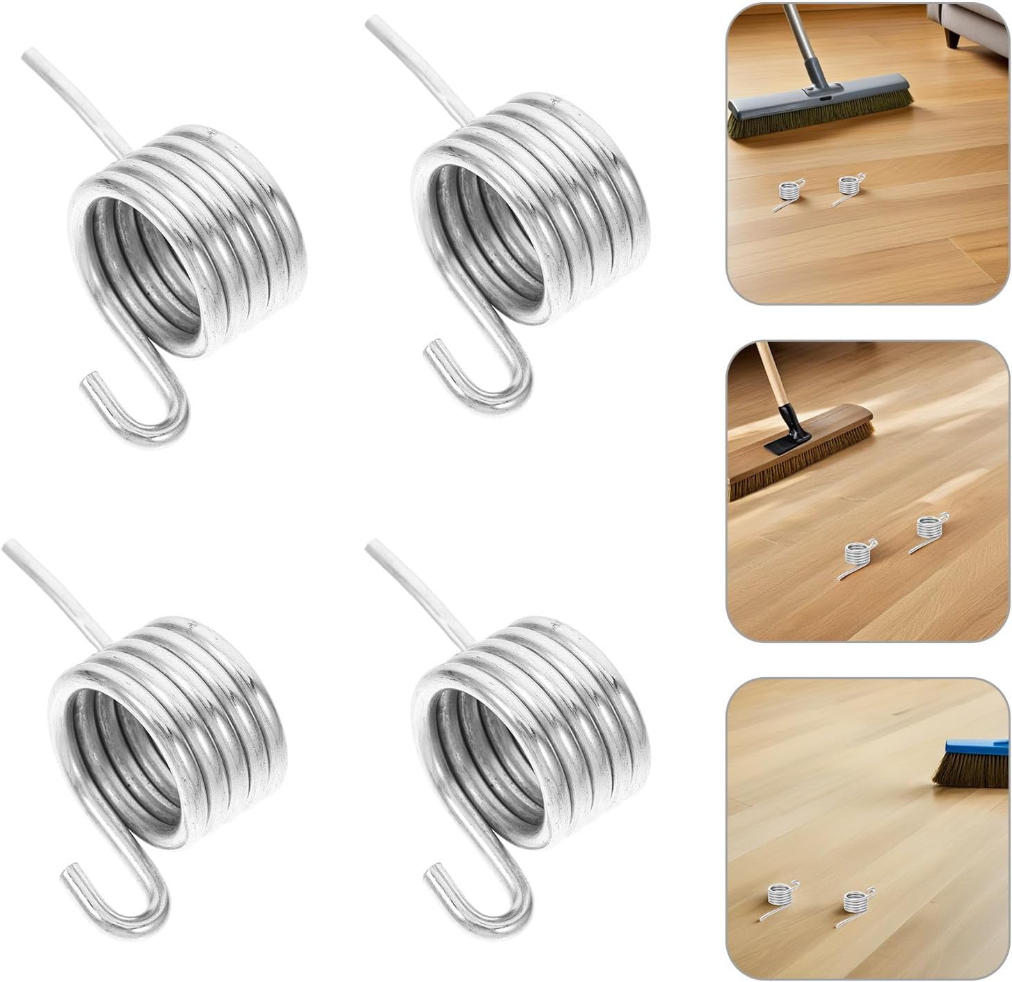 4pcs Iron Mop Bucket Spring Replacement for Commercial and Home Use, Reliable Elasticity with Easy Installation, Sturdy Silver Torsion Spring for Mop Pedal and Water Press Repair