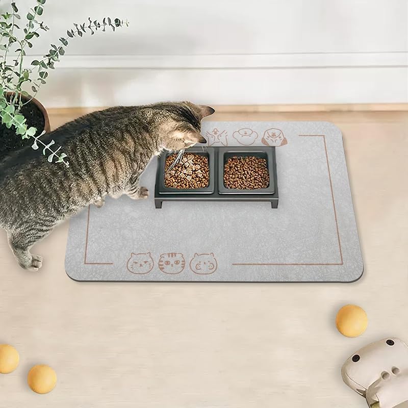 Tapete absorvente para comedouro de gatos e cães com base antiderrapante YCT Bege – 30,0 x 46,0 cm