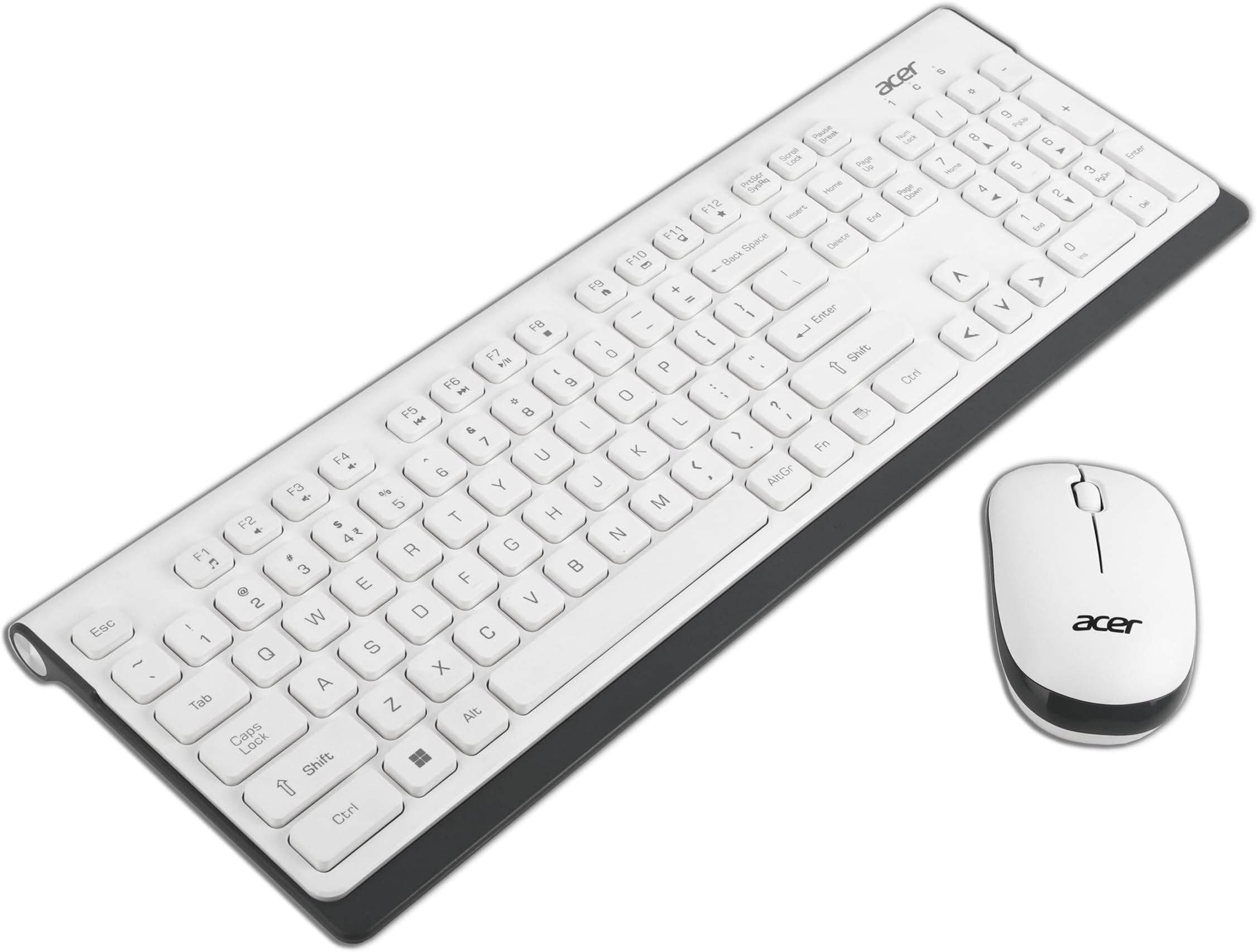 Wireless Keyboard & Mouse Combo with Attractive Durable Design, 2.4GHz Nano Receiver, 10m Range, Indian Rupee Key Code, 1600 DPI, 10M Keystrokes Life for Microsoft Windows and Mac OS (White/Grey)