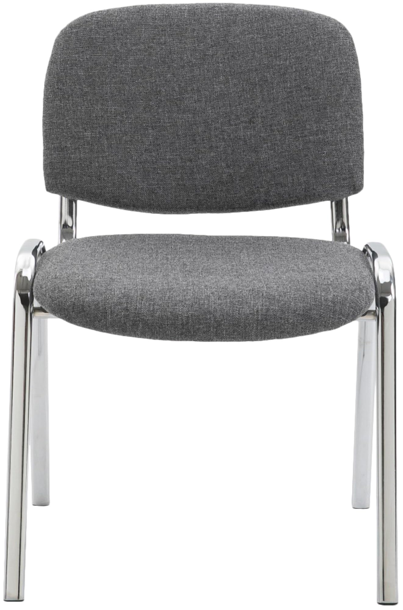 CLP Chaise de conférence Ken chromée avec rembourrage de qualité supérieure et housse en tissu I Chaise empilable avec structure en métal robuste à l'aspect chromé - Couleur : gris