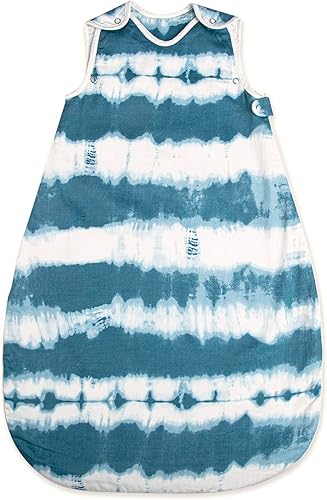 Crane Baby Manta portátil, manta de algodón suave para niños y niñas de 0 a 9 meses, teñido anudado azul, 19 pulgadas de ancho x 30 pulgadas de alto