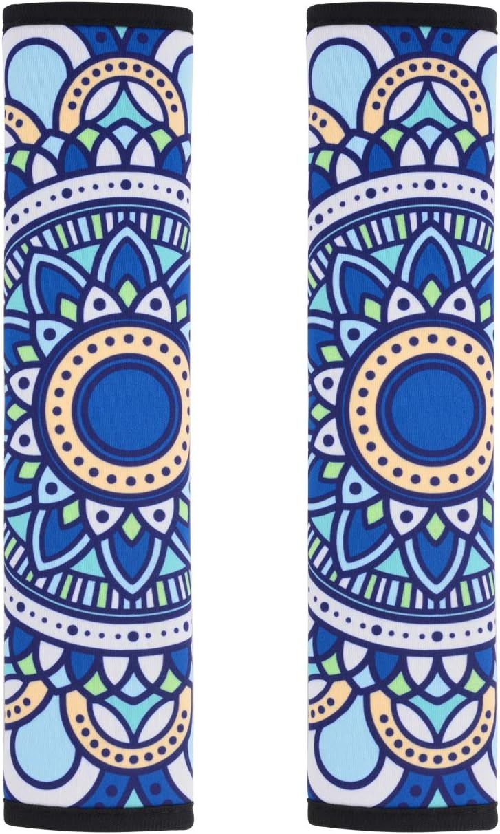 Bluecell 2pcs Universal Car Seat Belt Pads Cover, Safety Seat Belt Comfortable Shoulder Pads for Adults and Children (Mandala (Blue))
