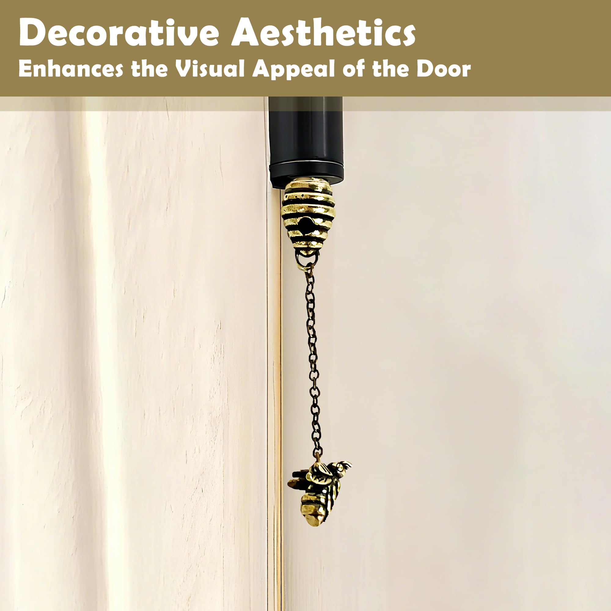 Hinge Head Decorative Topper Honeycomb Brass Cap with Tiny Bee, Magnetic Mini Decorative Hinge Cap - Image 3