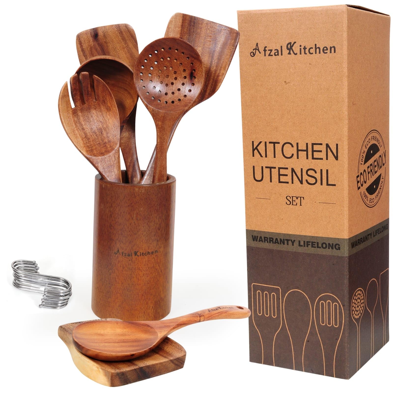 Sponsored Ad – wooden cooking spoons,8pics set +6hook cookware and easy to clean. Elevate your kitchen with these timeless, eco-friendly natural teak wood No paint