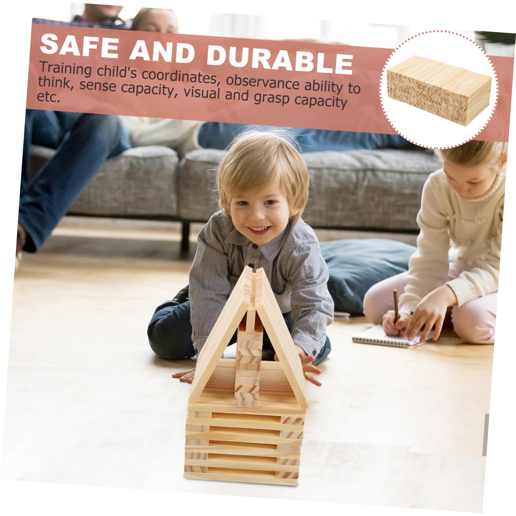 Toddmomy 100 Piezas Juguetes de Madera para Bloques de Construcción Equilibrio Educativo para Desarrollo Motriz y Coordinación Visual