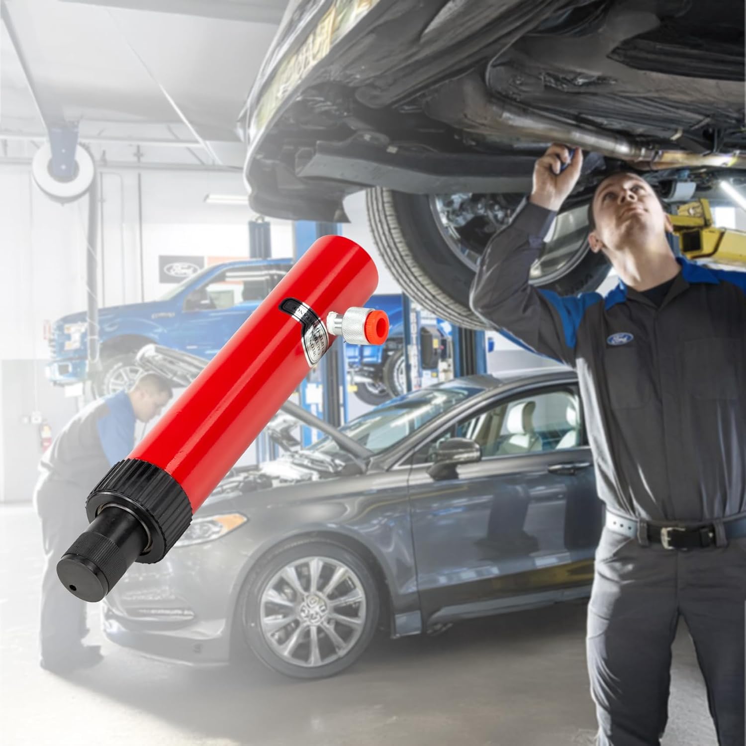 10 Ton Hydraulic Floor Jack Pump Portable Power Ram Manual Engine Lift Hoist Portable Picker Auto Body Frame Repair Tool for Automotive Truck Heavy Equipment Repair