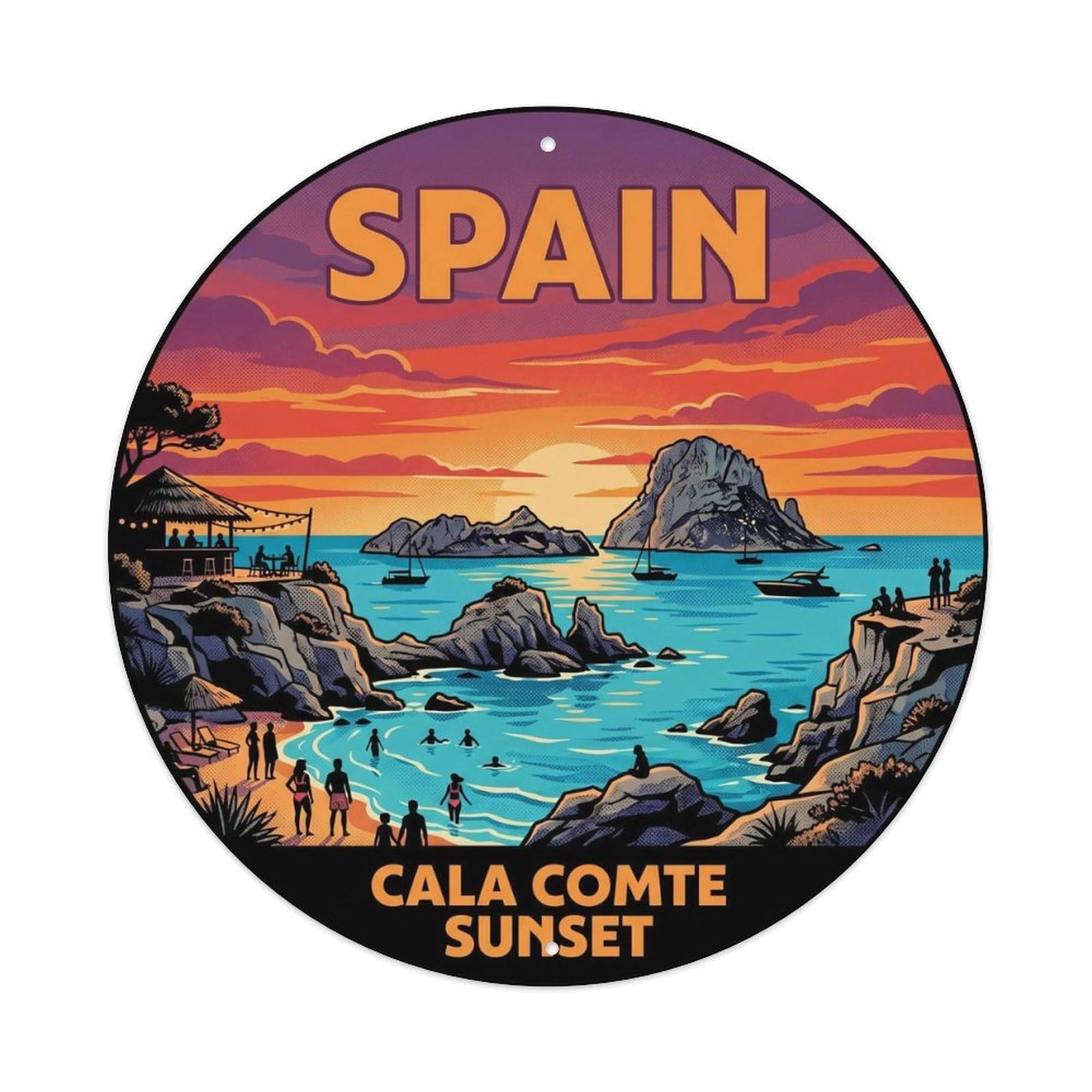 Ibiza Cala Comte Sunset Spain Cultural Travel Metal Tin Sign