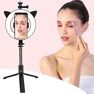 Ring Light with Stand and Phone Holder, Cell Phone Selfie Lights LED Fill Light Bluetooth Live Streaming Selfie Ring Light, Ring Light Tripod for Tiktok YouTube Live Stream and Makeup
