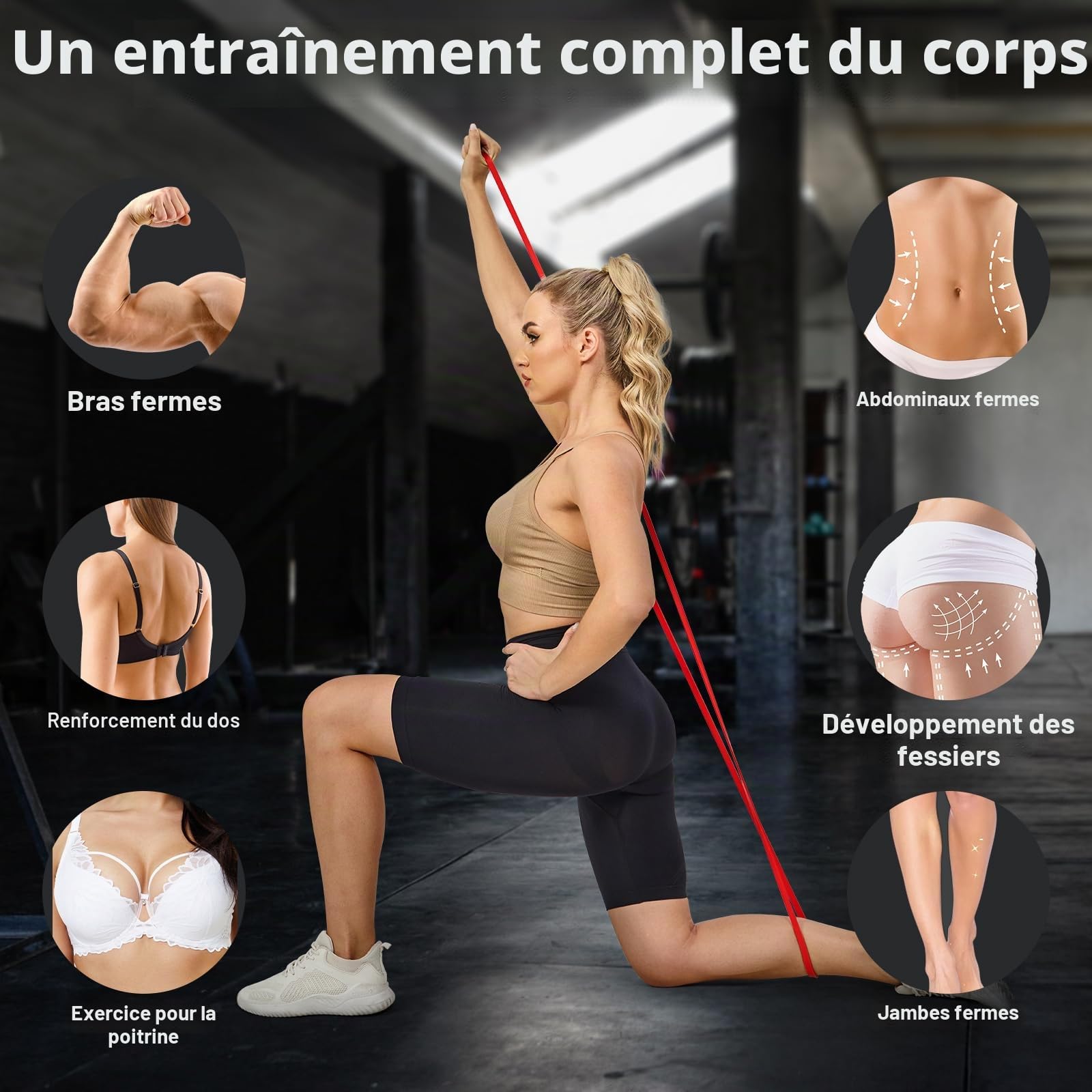 Set de Bandes d'Assistance pour Tractions, Bandes de Résistance Longues pour Tractions et Entraînement, Bandes de Sport pour Hommes pour l'exercice– Sac de Transport Inclus