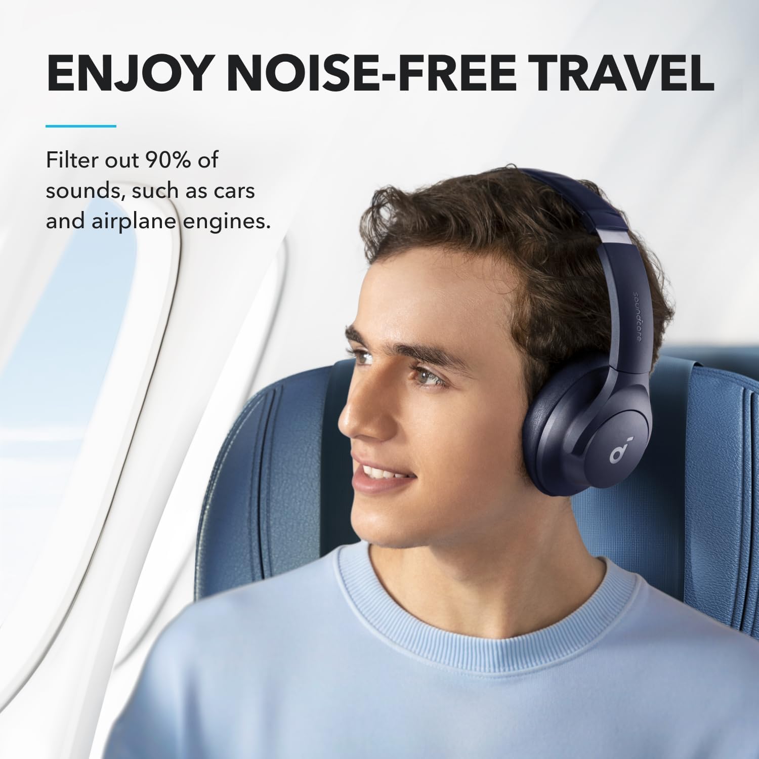 soundcore by Anker Q20i kabelloser Bluetooth Over-Ear-Kopfhörer mit Hybrid Active Noise Cancelling, 40h Spielzeit im ANC-Modus, Hi-Res Audio, Personalisierung per App (Generalüberholt)