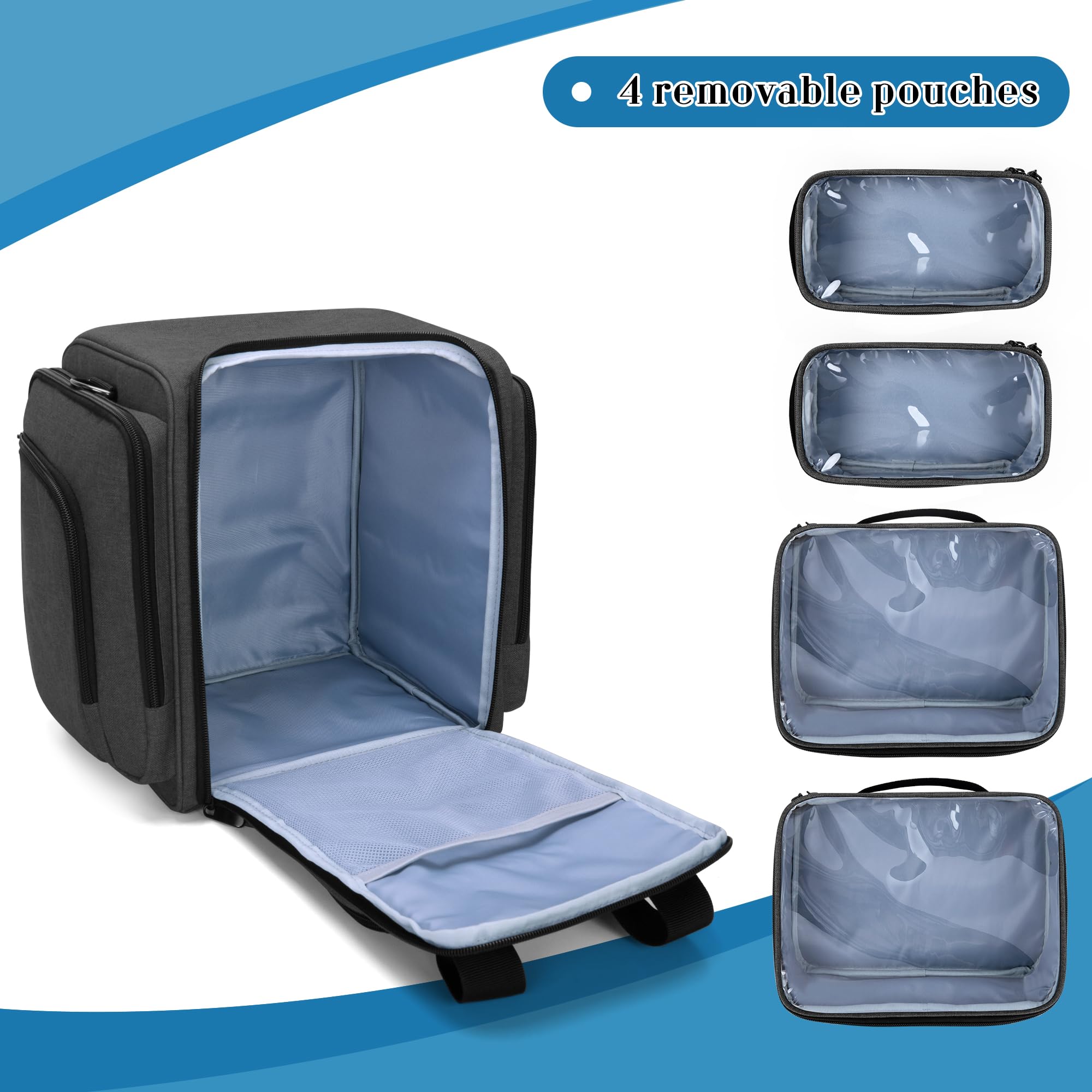 BAFASO Bolsa de Medicina, Organizador de Frascos de Pastillas y Correa | Grande con 4 Bolsillos Interiores Extraíbles, para El Hombro (Sola Bolsa), Negro