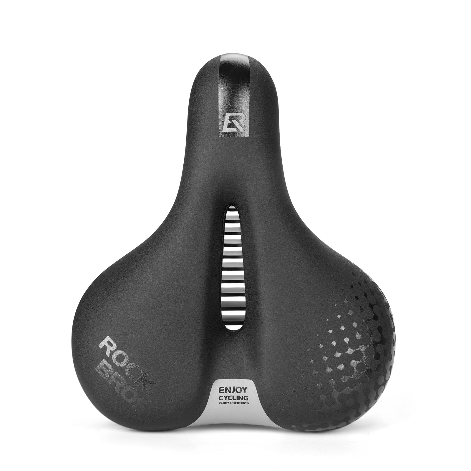 ROCKBROS Comfy Bike Seat Breathable Shock-Absorbing Bicycle Saddle Wide Ergonomic Cycle Seat Fits MTB, Folding, Road, City, Exercise Bikes