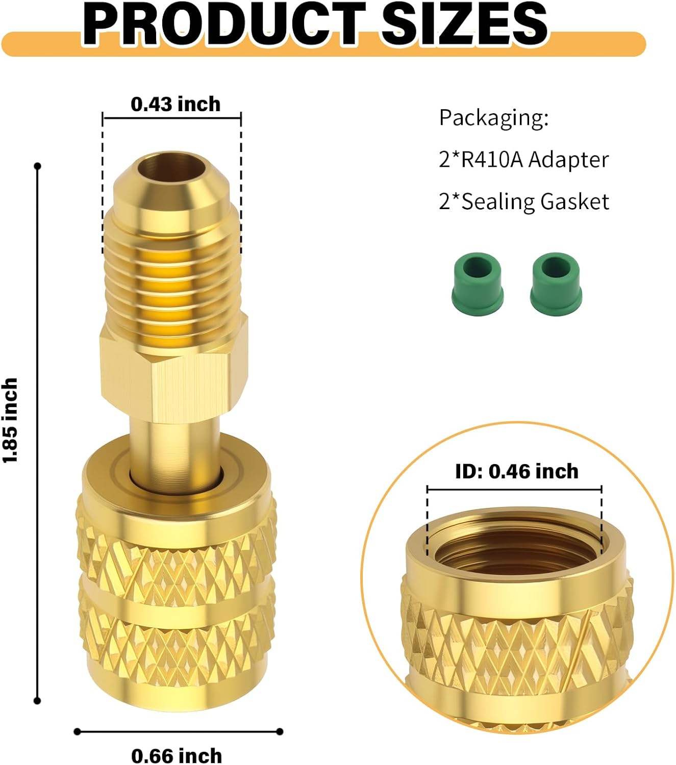 2PCS R410A Adapter with 5/16" SAE Female to 1/4" SAE Male,Straight Mini Split Adapter for Gauges for AC Refrigeration HVAC,Universal Mini Split Vacuum Adapters Car Accessories