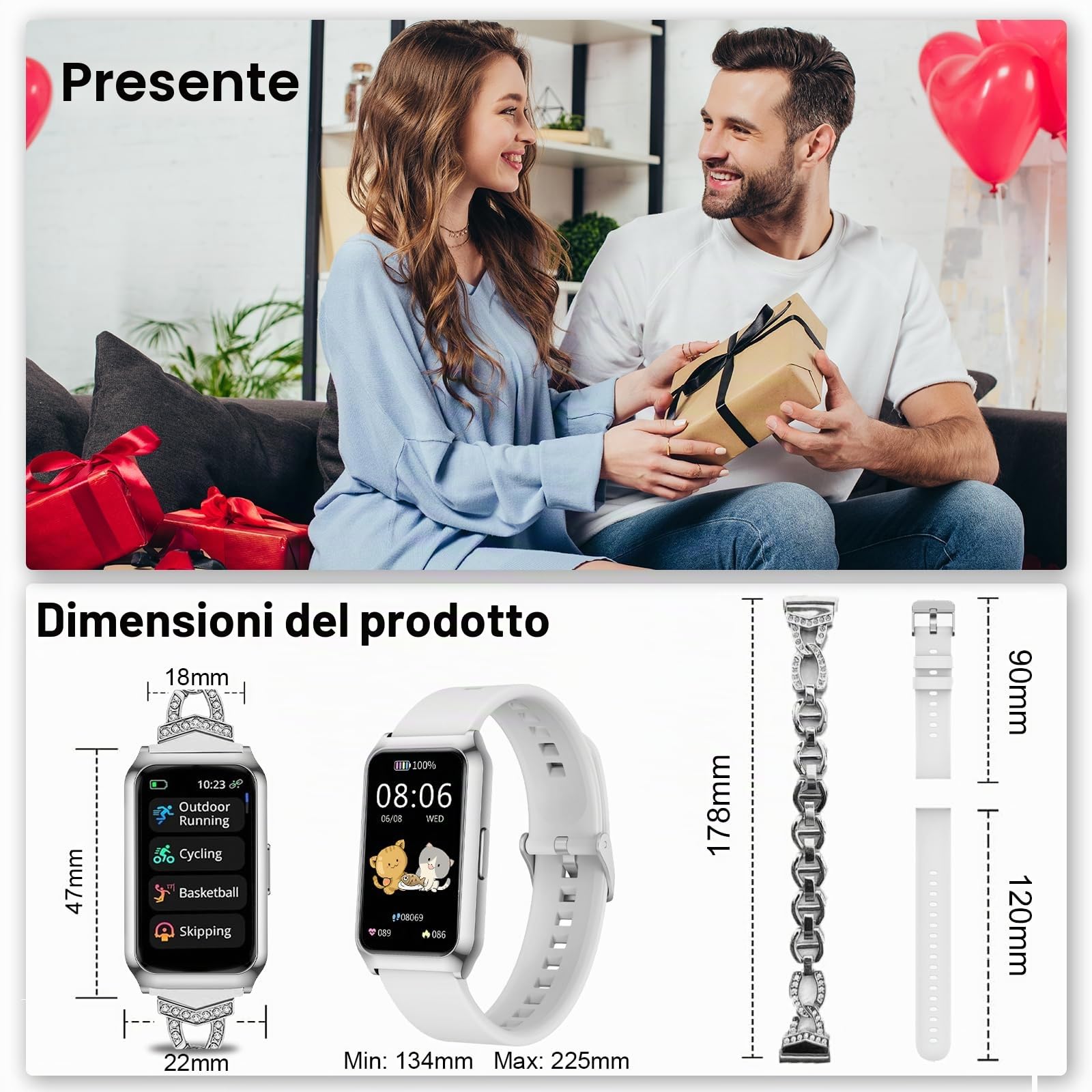Smartwatch Donna con Cassa in Alluminio, Batteria Fino a 7 Diorni, 1.47" HD Smart Watch con Sonno SpO2 Cardiofrequenzimetro, 25 Sportive, Impermeabil IP68 Orologio Fitness per Android iOS