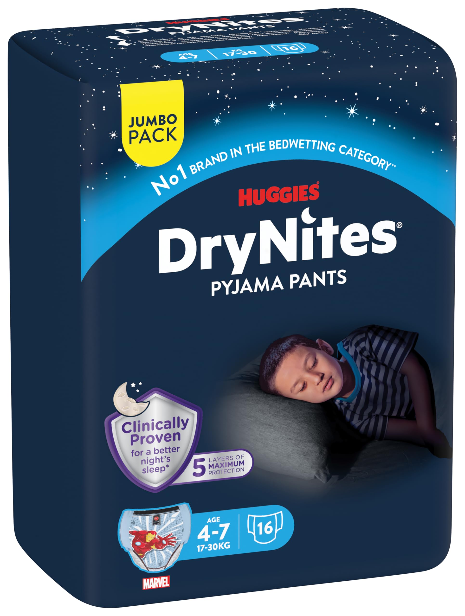 DryNites Nachtwindeln Jungen, 4-7 Jahre, 64 Stück, Pyjama Pants