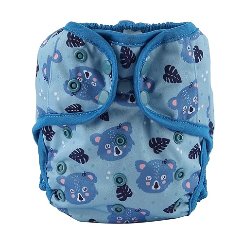 Funda de pañal de tela de tamaño único con refuerzo doble (cabeza de oso), talla única