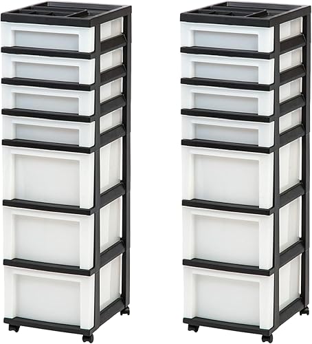 Miniatura 16 de IRIS USA Organizador de almacenamiento de plástico, movible con ruedas y 3 cajones, para el aula, artículos de manualidades, tocador, armario, baño