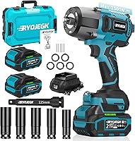 RYOJEGK 1500Nm 1/2" Cordless Impact Wrench - 1107ft-lbs Brushless Torque Gun, 3 Speeds, 2x4Ah Batteries for Tires, Trucks, RVs