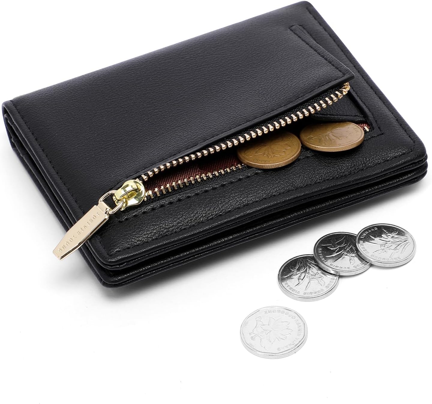 Small Women Wallet RFID Blocking Bifold Pocket Wallet Slim Compact Ladies Purse Mini Wallets For Women (Black) | Small, RFID Blocking, Bifold, Pocket Wallet, Slim, Compact - Image 2