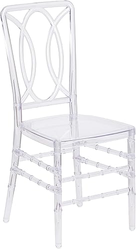 Miniatura 11 de Flash Furniture Paquete de 2 sillas apilables Flash Elegance Crystal Ice con respaldo de diseñador, silla para eventos, resistente a los rayos UV