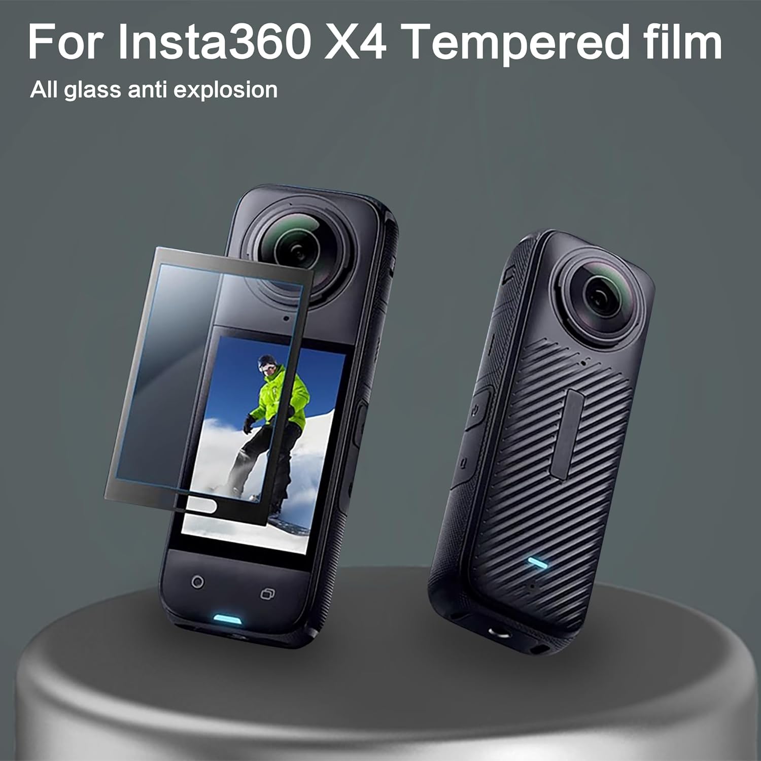 Tempered Glass Screen Protector for Insta360 X4 with Lens Guard and Foam Mic Wind Muff for Noise Reduction