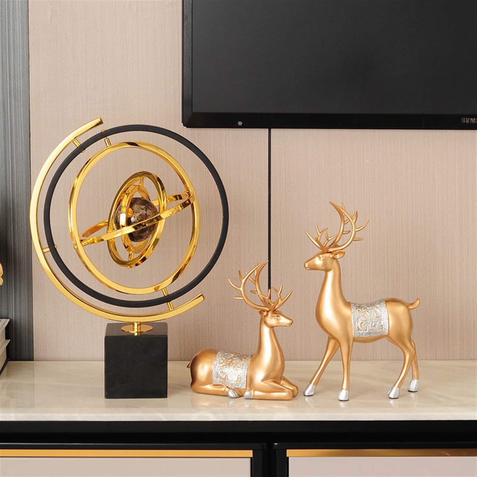 Tischdekoration Moderne Luxus-Globus-Ornament, Büro-Desktop, Zuhause, Wohnzimmer, TV-Schrank-Dekorationen Deko Figur