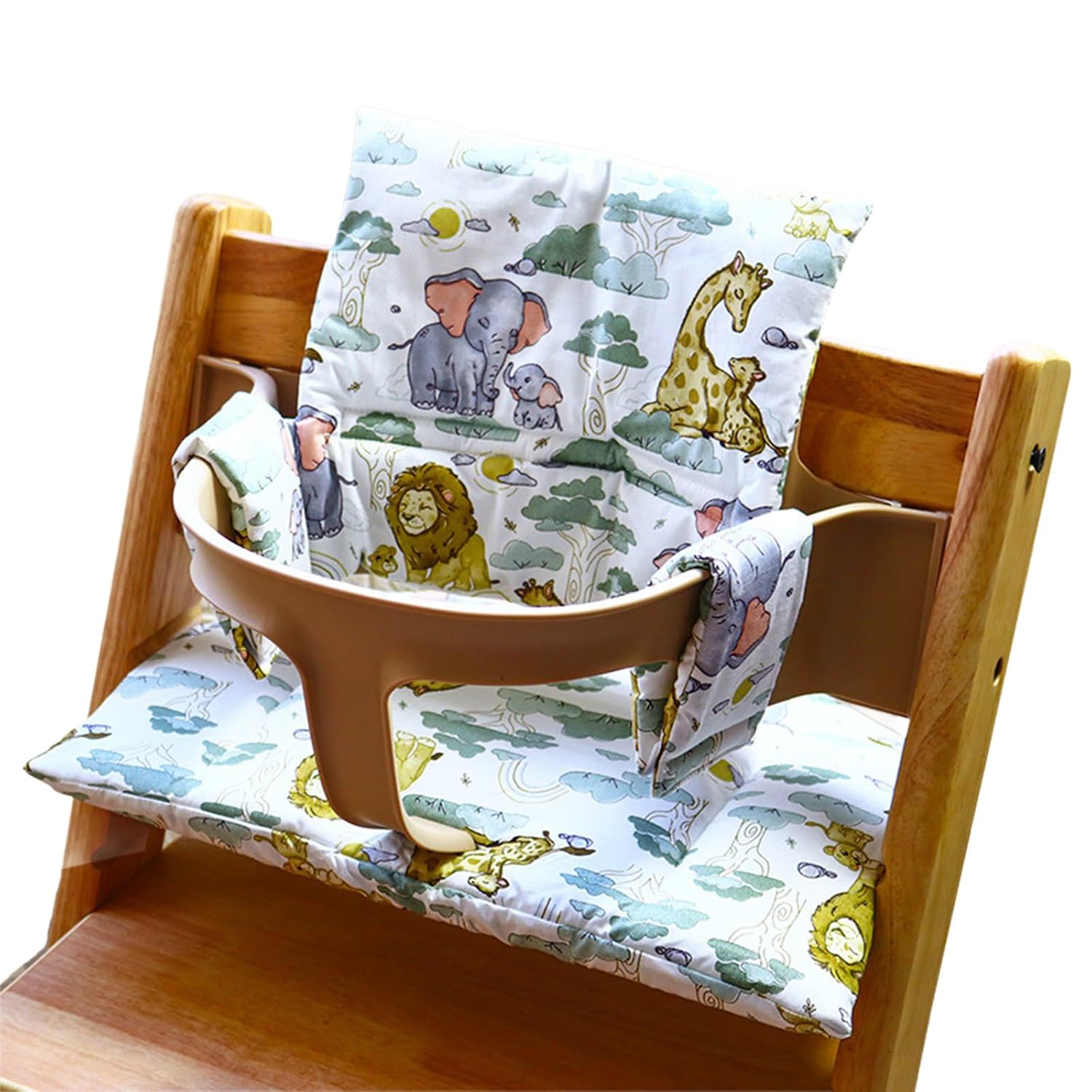 Split Highchair Cushion Nonslip Base Backrest Seat Pad Easy Fabric Mealtime Essential Chair Pad