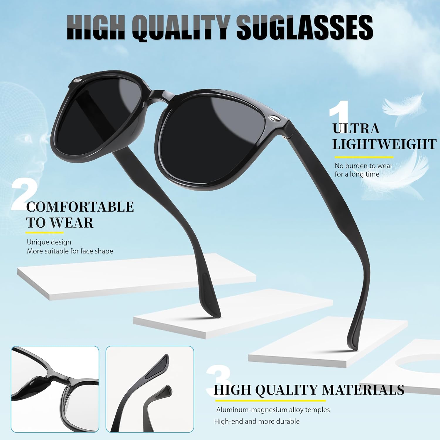 FEISEDY Retro Photochromic Classic Polarized Sunglasses for Women Men Trendy Style Vintage Sunnies B1123