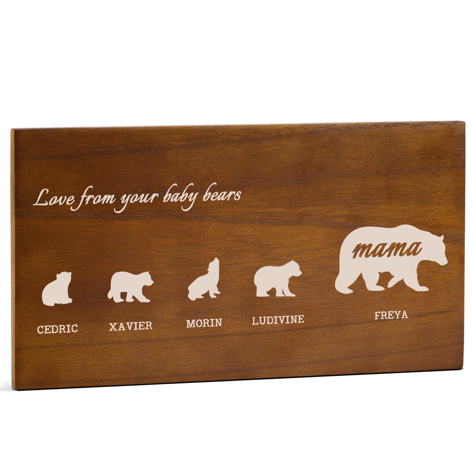 iDIY Mothers-Day-Gifts for MUM:Personalised-Gifts,11'' Customised Mama Bear & Cubs Sign Birthday Gifts for MUM from Daughter/Son（four bears）