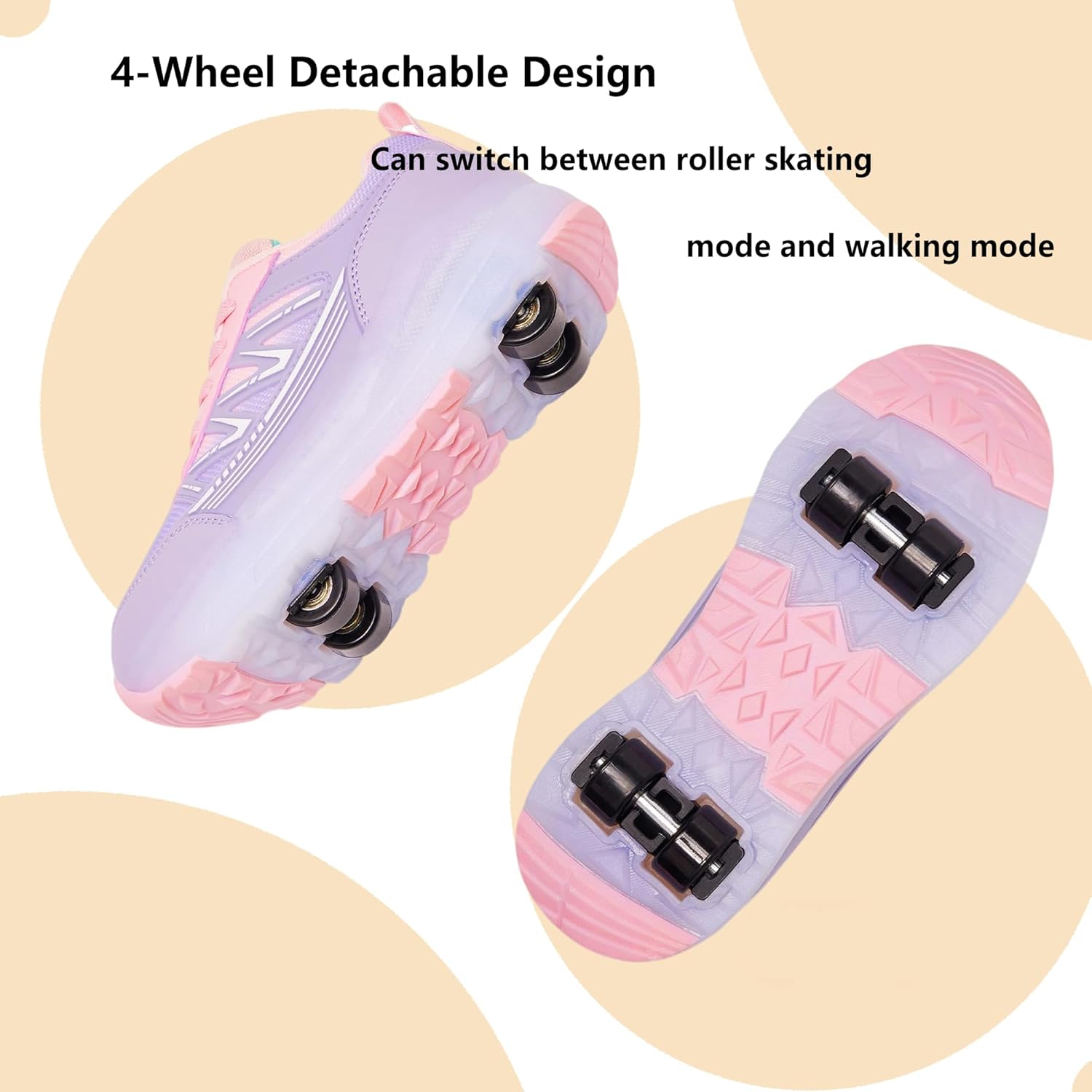 Roller Skate Shoes for Girls Boys Kids Detachable Sneakers with Wheels Fashion Wheeled Shoe