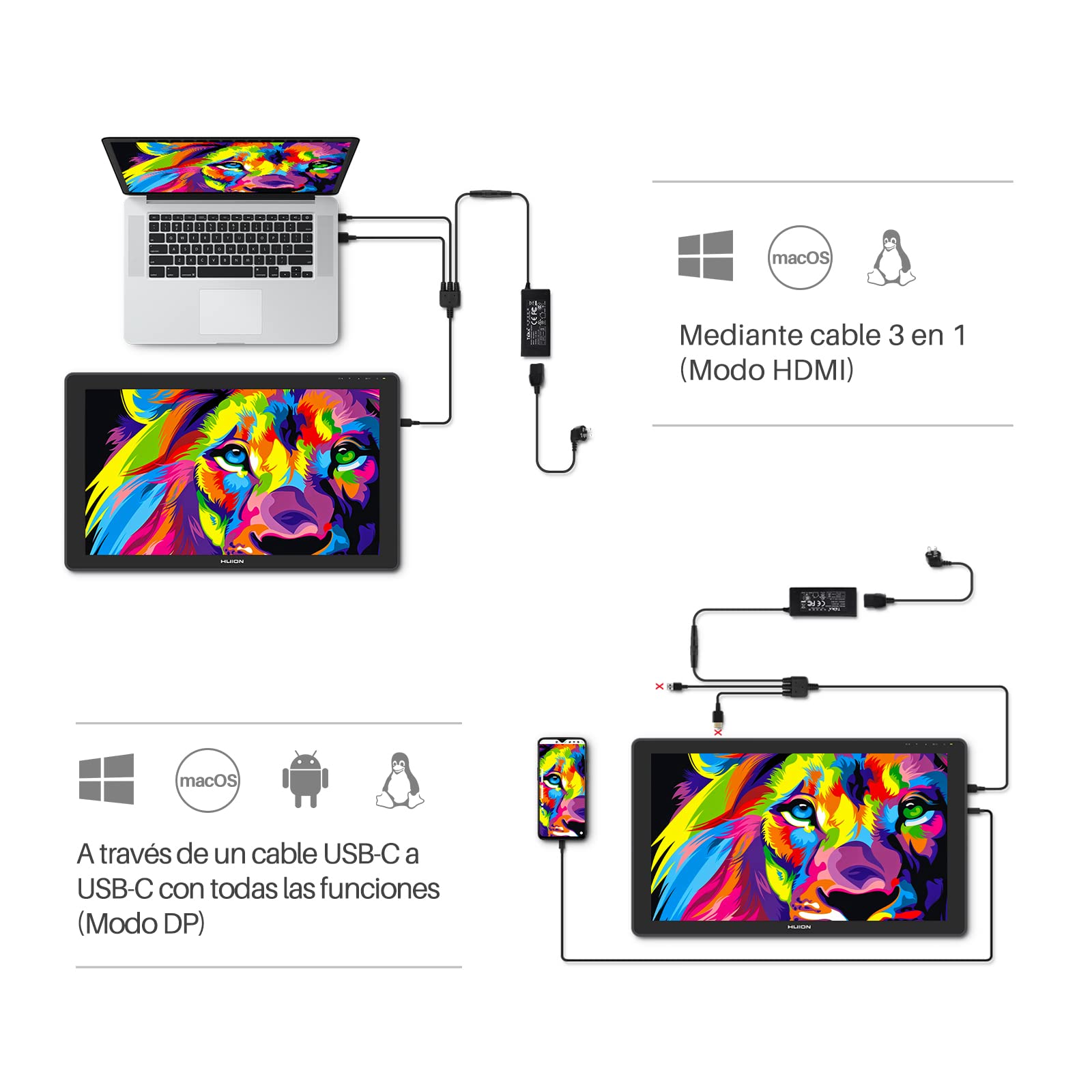 HUION Kamvas 22 Plus Tableta Gráfica con Pantalla, 140% sRGB, Vidrio Antirreflejo, Pantalla LCD QD Completamente Laminada, Lápiz PW517 con Inclinación, Ideal para Trabajar Desde Casa, 21.5 Pulgadas