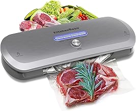 KitchenBoss Vacuum Sealer Machine Sous Vide: Dry & Moist Food Modes | Stainless Steel Cover | Automatic Vacuum Sealing System | Food Sealer Starter Kit | 5 Pcs Bags (G210)