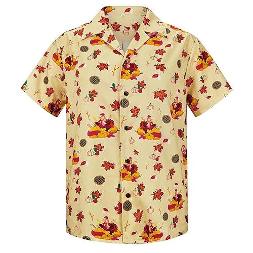 American Trends Mens Hawaiian Shirt Floral Print Aloha Novelty Button