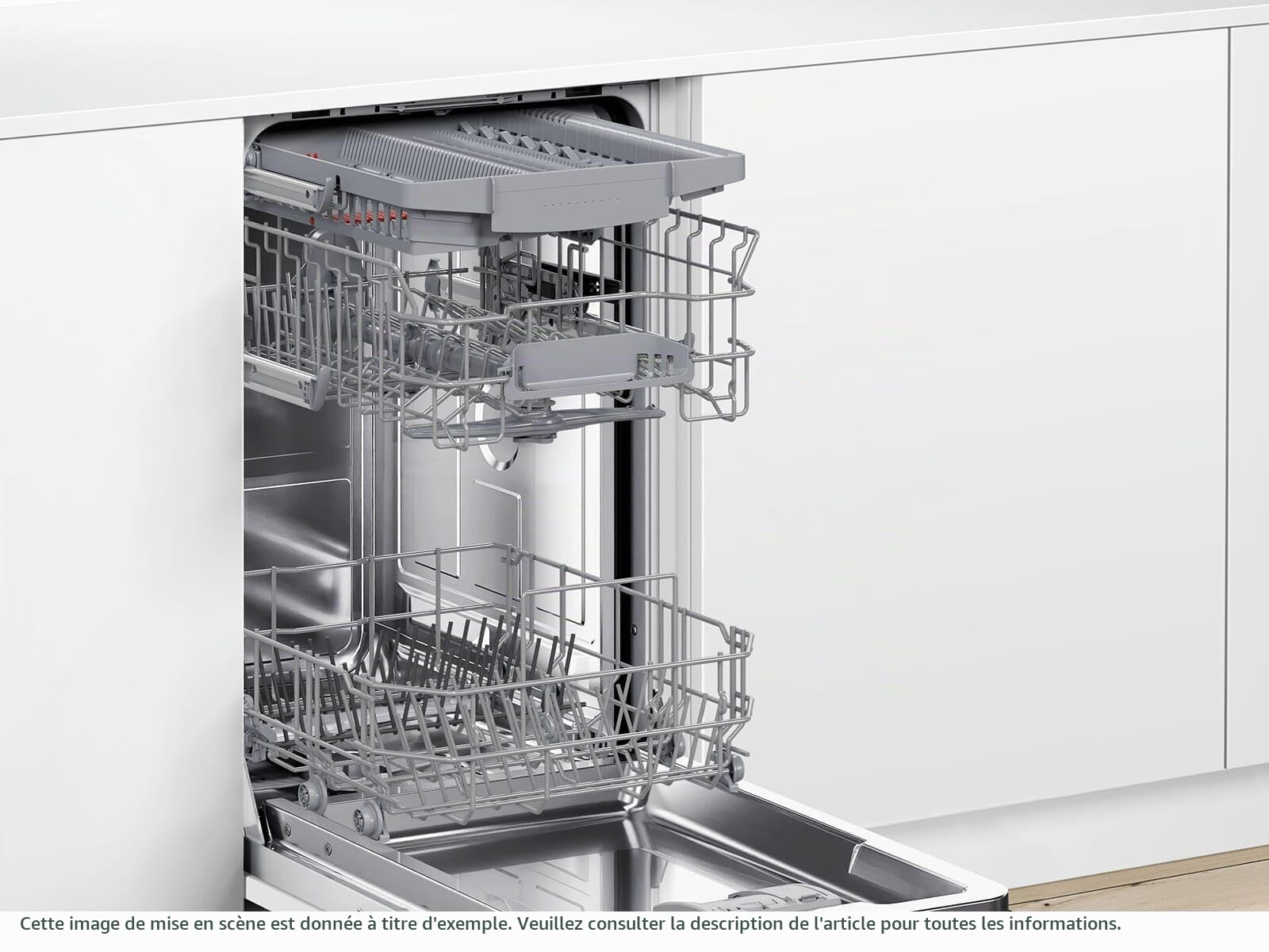 Bosch SPU4HMS10E Série 4 Lave-vaisselle intelligent, sous plan, 45 cm, tiroir à couverts, séchage extra, SpeedPerfect Plus, nettoyage hygiénique, assistant de programme, panier supérieur réglable en