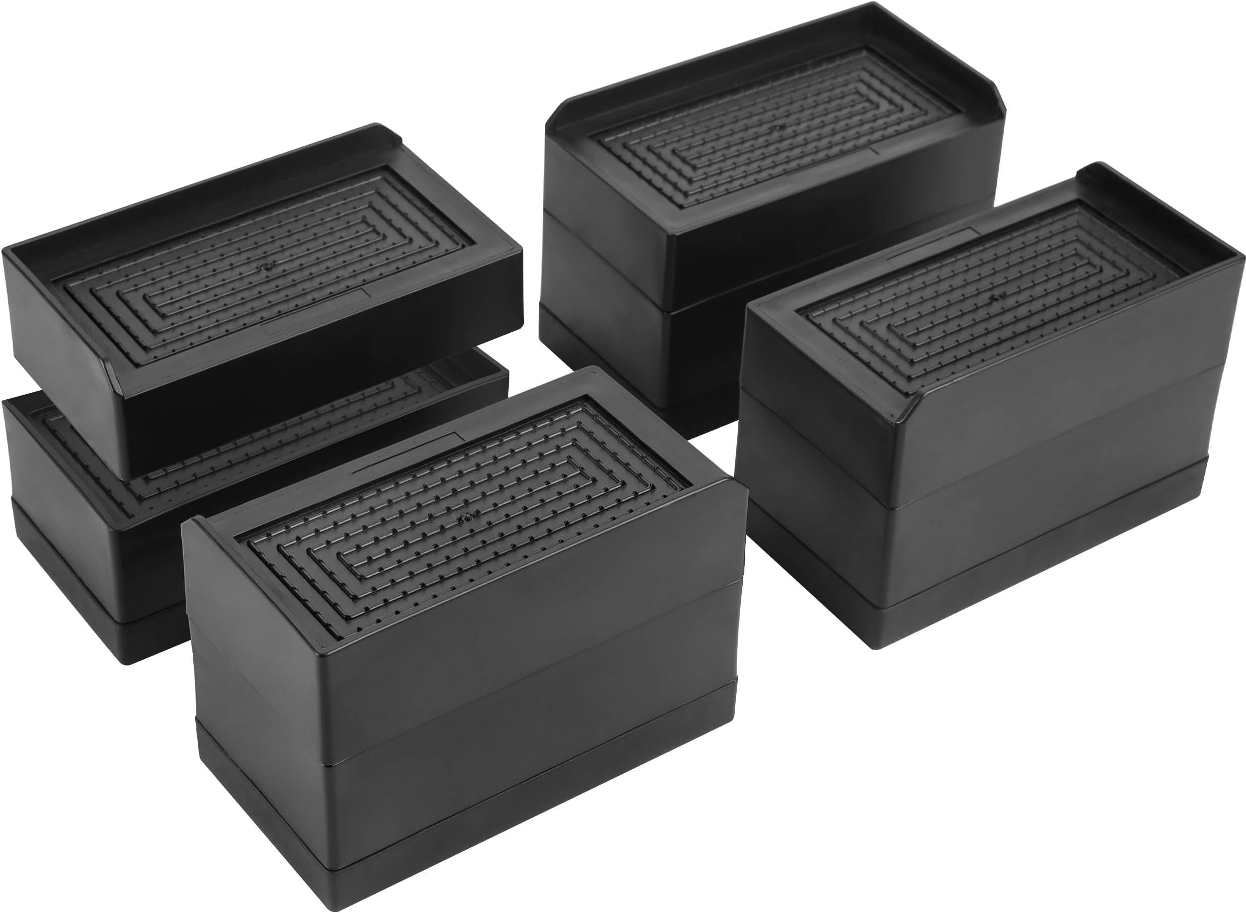 BTSD-home Bed Risers Heavy Duty Adjustable Furniture Risers Elevation in Heights 1 or 3 Inch Bed Frame Lifts Risers for Dorm Beds, Sofas 4 Pack Black Square