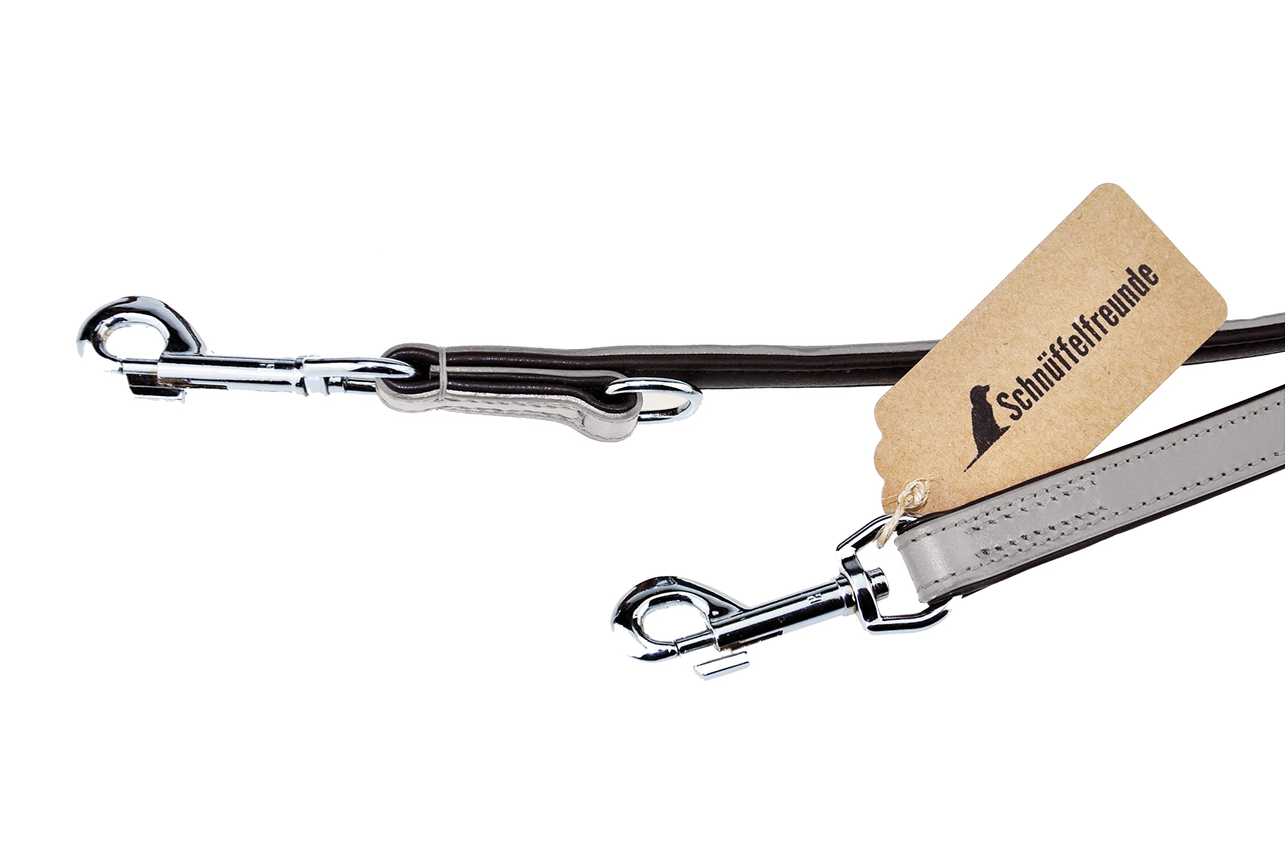 Schnüffelfreunde Leather Dog Lead - Training Lead - Leather Lead for Dogs - Lead 3-Way Adjustable for All Dogs (230 cm, Grey) - Image 2