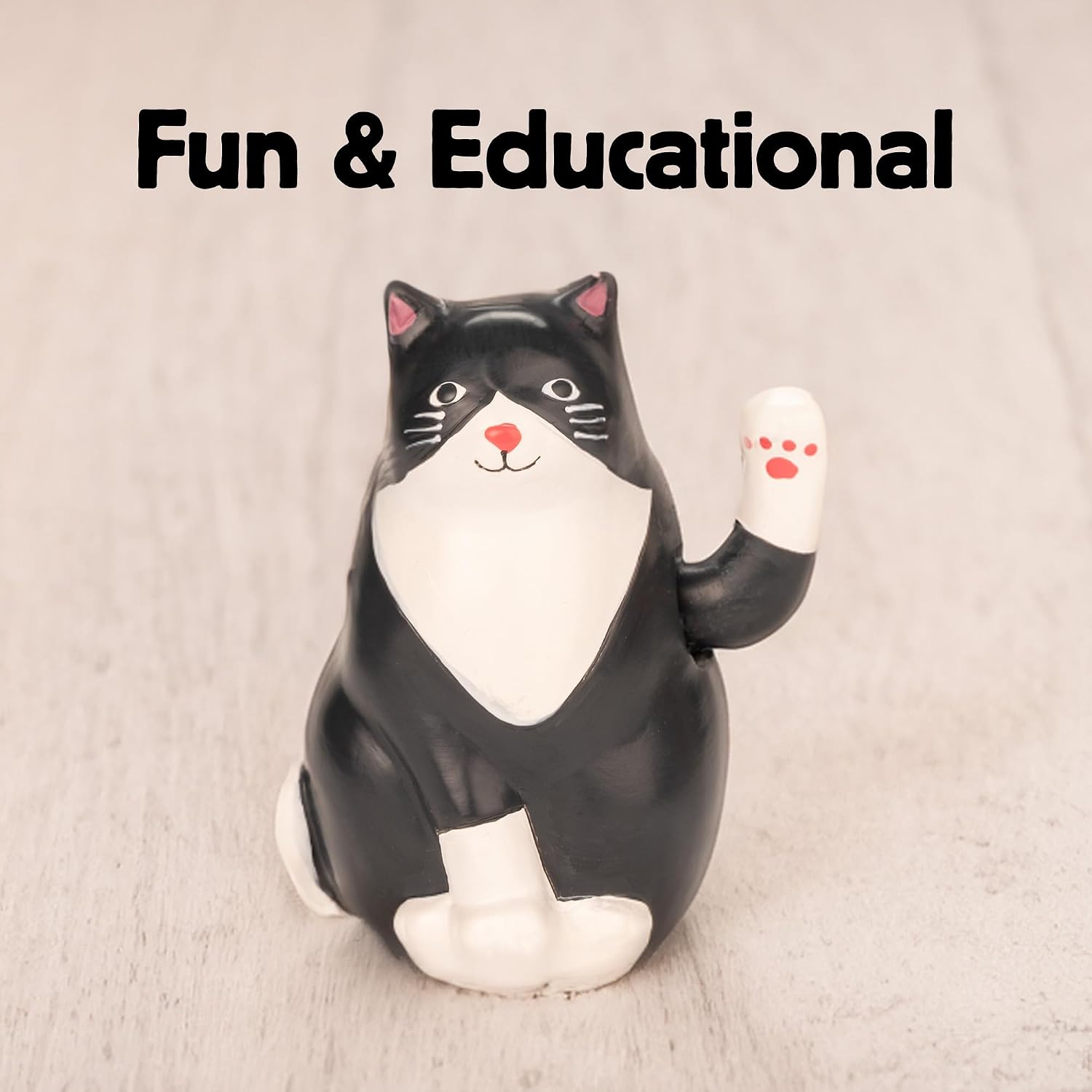 Kikkerland Solar Powered Cat Figurine: Fun Animal Decor for Home & Kitchen, Office Desk, Garden, Car – Great Novelty Toy Statue, Display Shelf Collectible, Holiday & Birthday Gift