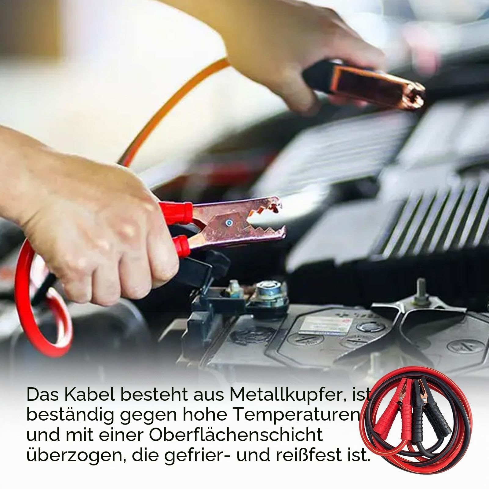 Autobatterie Starthilfekabel, 1500AMP Professionelle Heavy Duty Starthilfekabel, Starthilfekabel für Autobatterie, Starthilfekabel mit Krokodilklemme für 12V 24V Benzin -el Auto Van Autos LKW