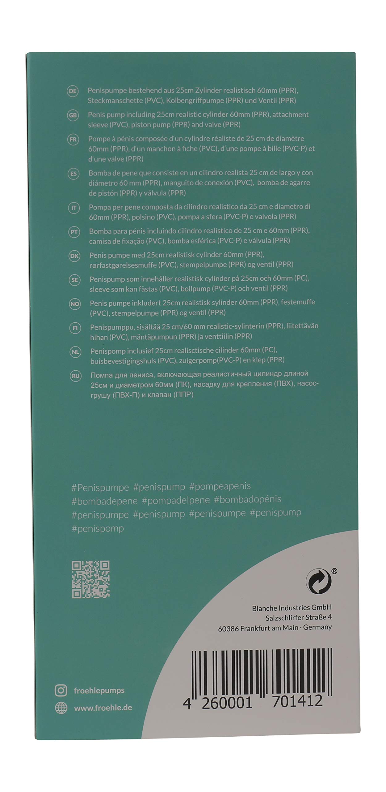 Fröhle Realistica Pompa del Pene Xl Professionale, Trasparente - 300 g