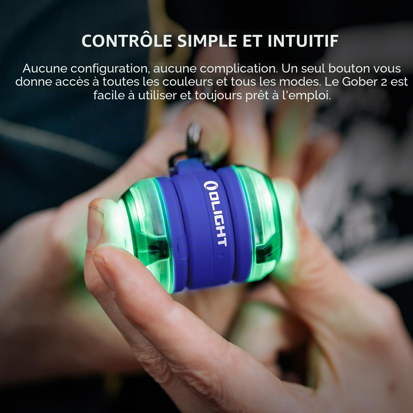 OLIGHT Gober 2 Lumière de sécurité LED haute visibilité avec 4 modes d'éclairage, avertissement clignotant rechargeable USB-C avec clip pour la course, le cyclisme, le camping, la promenade du chien