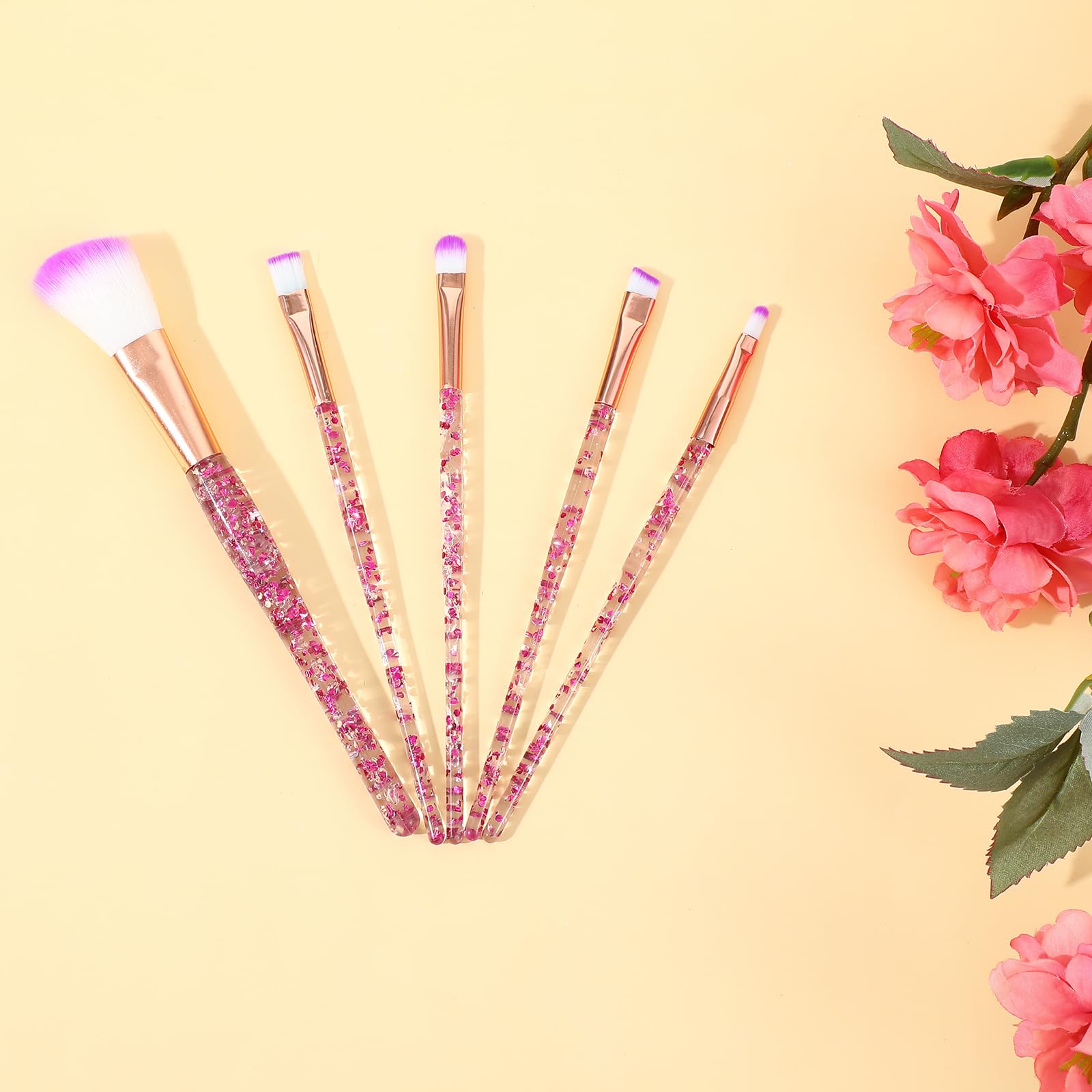 Lot de 20 pinceaux de maquillage en cristal pailleté pour correcteur, fard à paupières, eyeliner, fond de teint, cosmétique, estompage des lèvres, pinceaux synthétiques pour femme avec poignées