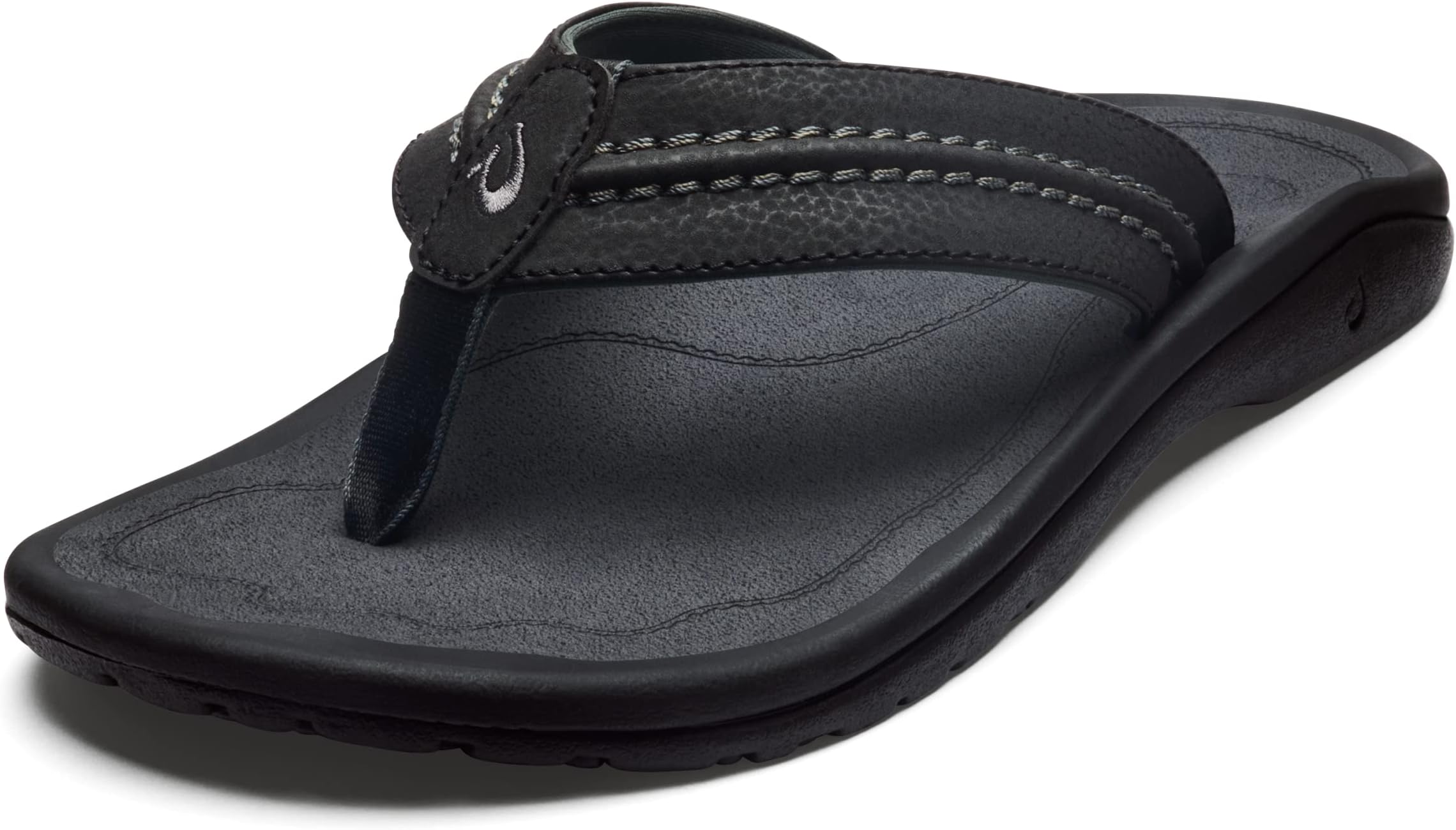 OLUKAI Hokua Men's Beach Sandals, Quick-Dry Flip-Flop Slides, Water Resistant & Wet Grip Rubber Soles, Compression Molded Footbed & Soft Comfort Fit