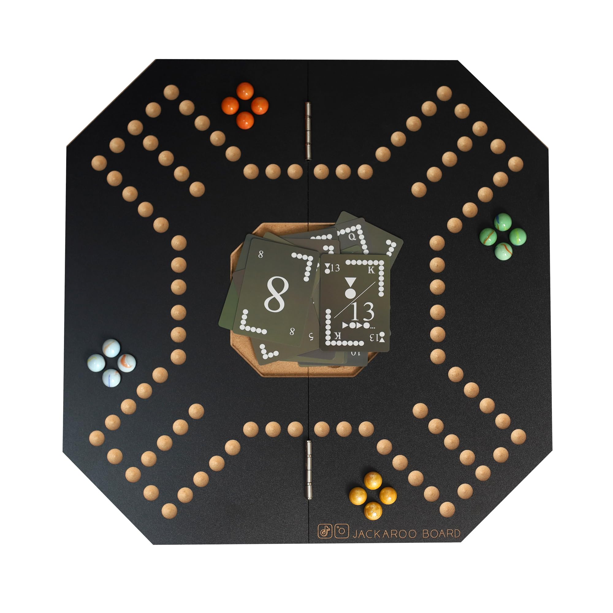 Sponsored Ad – Jackaroo Pro 4 Player Foldable Board Game, 16 Coloured Marbles, Jackaroo Waterproof Cards