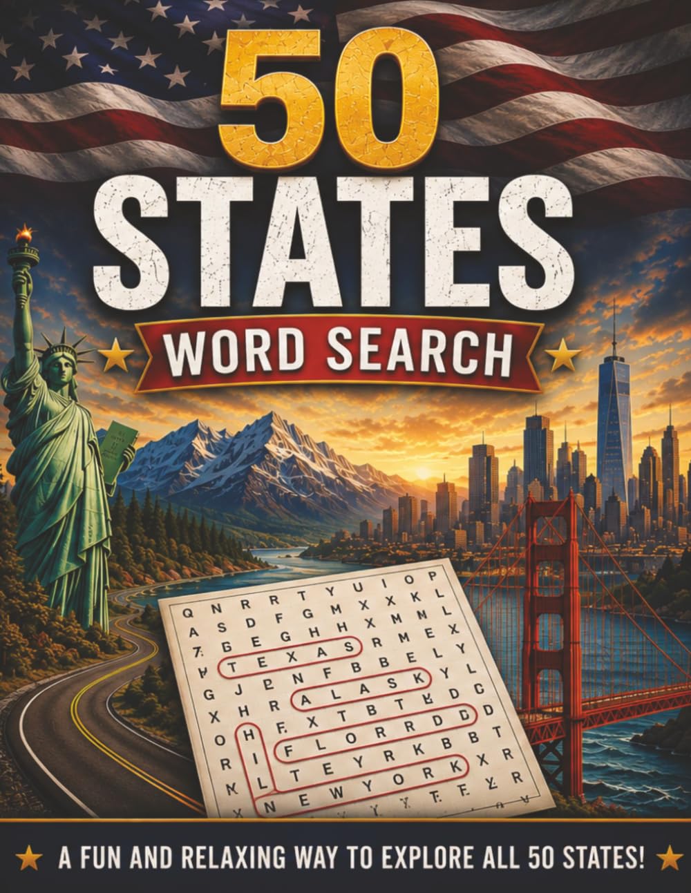 50 States Word Search: 40 Large Print Puzzles Celebrating All 50 States