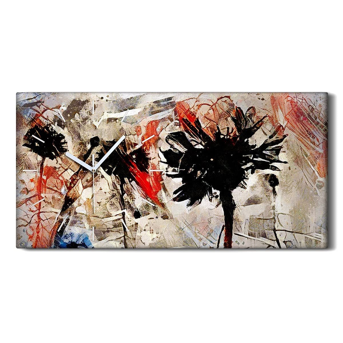 Horloge sur Toile Abstraction Fleurie : Finie l'angoisse du Tic-Tac