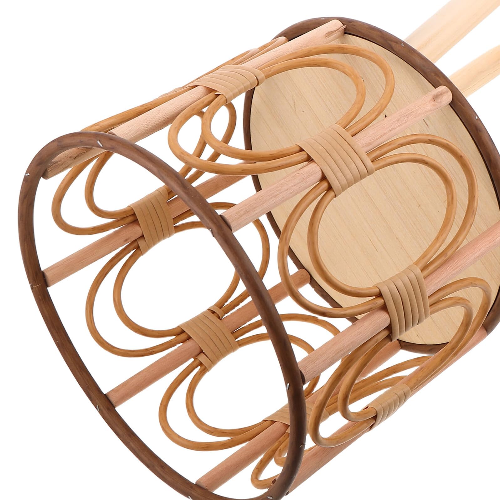 TOYANDONA Supporto Porta Piante Intrecciato in Legno con Gambe Portavasi da Interno e Balcone Traforato Supporto Stabile per Fioriere da Pavimento Diametro 25 CM Altezza 53 CM