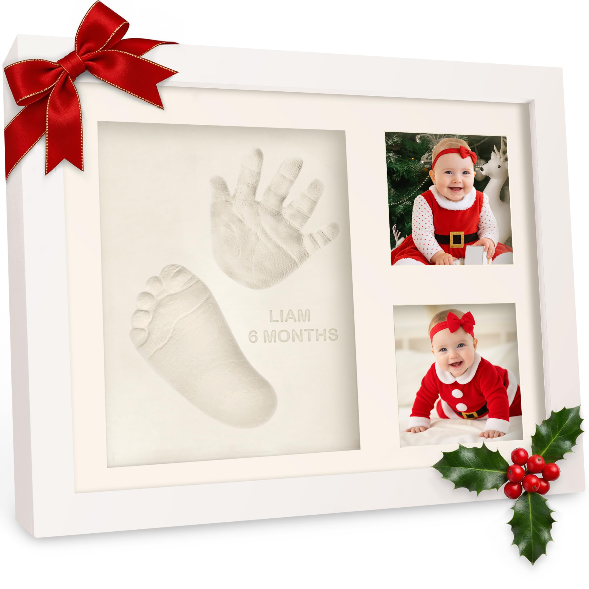 Baby Hand and Footprint Kit - Baby Footprint Kit - Baby Gifts & Keepsake - Baby Shower Gifts for Mum - Baby Photo Frame as New Baby Gifts - Baby Boy Gifts - Newborn Baby Gifts Girl (Alpine White)