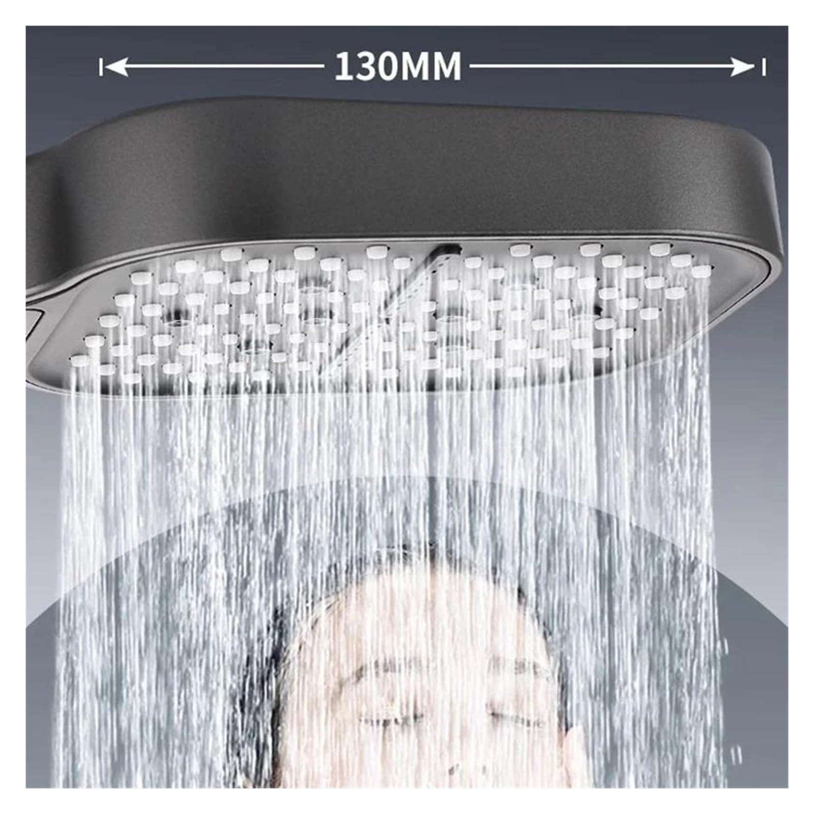 Soffione doccia grande, soffione doccia regolabile in 7 modalità, miscelatore doccia ad alta pressione per bagno e risparmio idrico(Black)